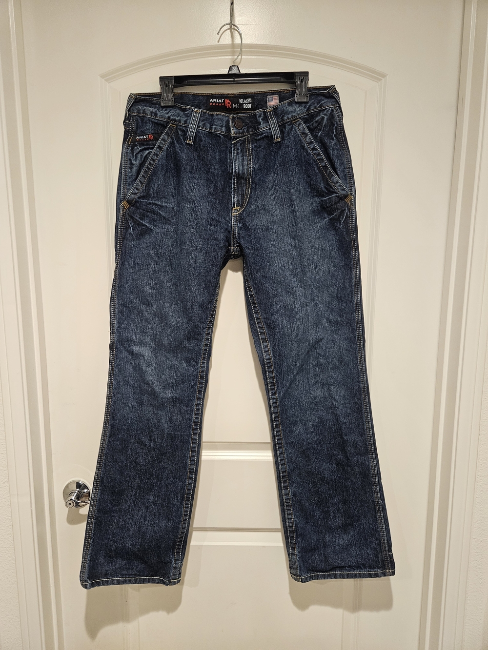 Ariat Dark Blue Relaxed Bootcut Mens Jeans with Utility Pocket # 933